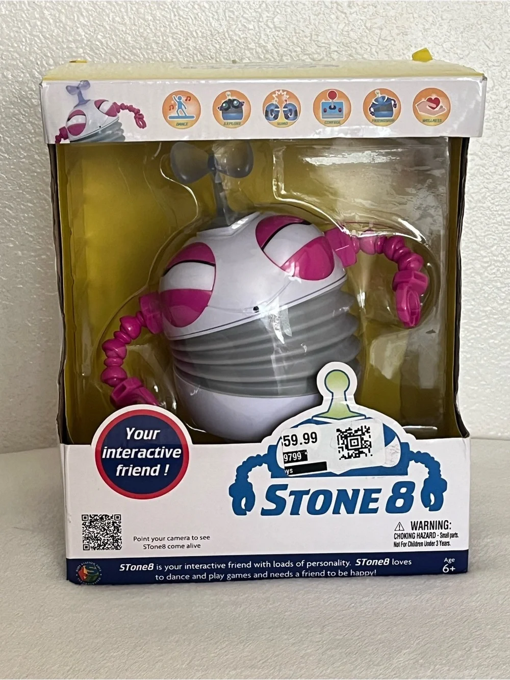 Interactive Kids Toy Stone 8 Robot - White & Pink